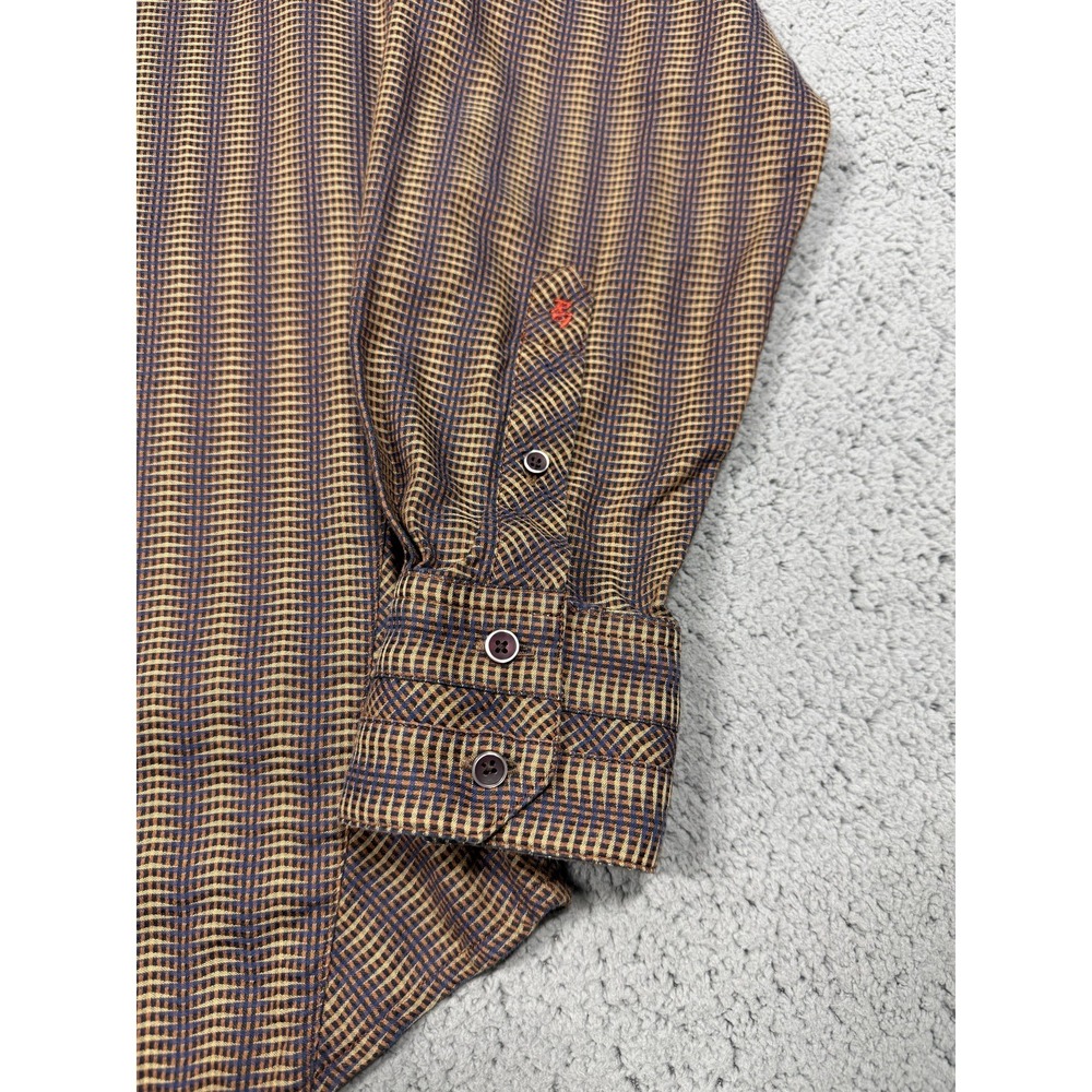 Robert Graham Shirt Mens Large Brown Check Long Sleeve Button Up Silk Trim Woven - Picture 2 of 9